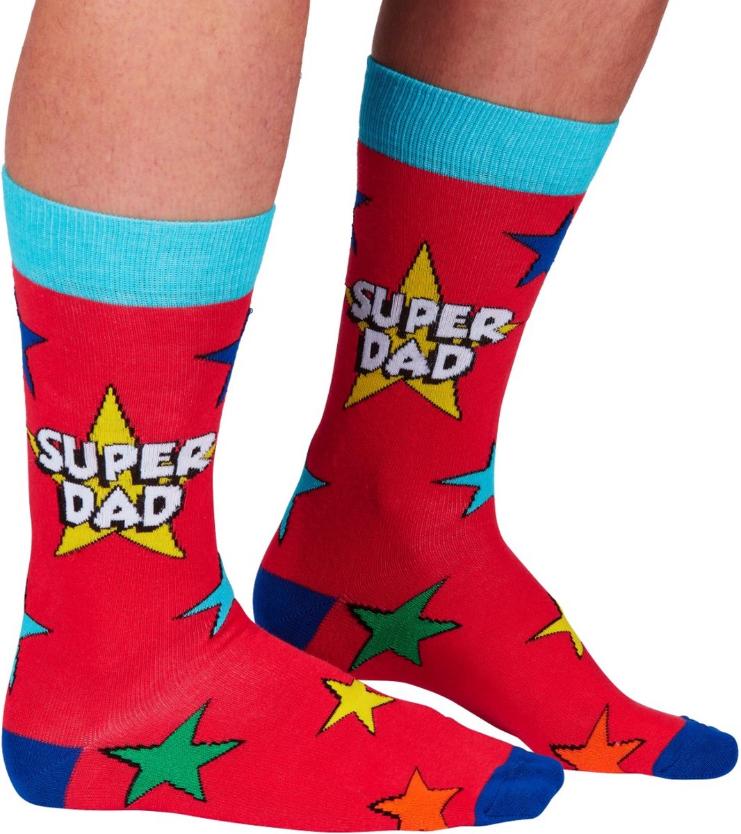 Pappa sokken - vader - papa - SUPER DAD - herensokken - maat 39/46