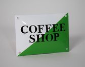 Emaille Wandbordje deurbordje Horeca Coffee Shop - 14 x 10 cm