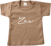 Baby t-shirt korte mouw - Zus - Mokkabruin - Maat 98 - Zwanger - Geboorte - Big Sister - Grote Zus - Aankondiging - Zwangerschapsaankondiging - Peuter - Dreumes