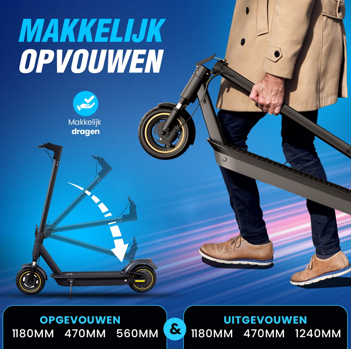 Afbeelding 3 van Stay-on ESMAX | Elektrische step voor volwassenen | Krachtige 500W motor | 25km/h | Max. 45km | Compact inklapbaar | NL handleiding | Smart-App