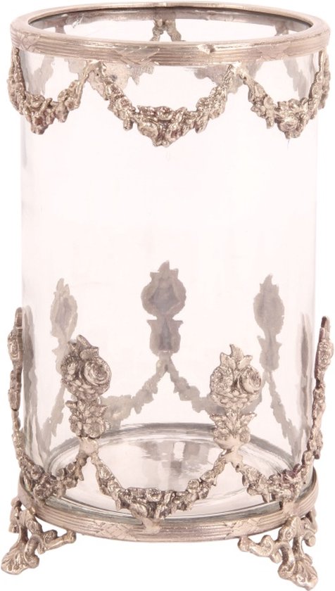 Baroque - Waxinelichtjeshouder - Windlicht koper 27 cm - 27x13x13 - Brass+glass