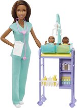 Mattel Barbie You Can be Anything - Dark Skin Doll Baby Doctor with Twins Babies (GKH24)