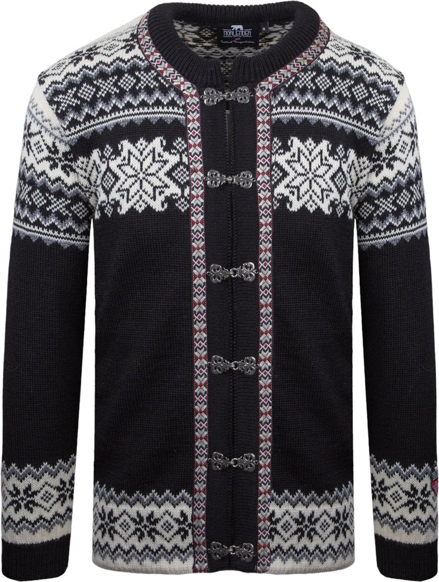 Norfinde Noorse retro vest - 100% wol - zwart