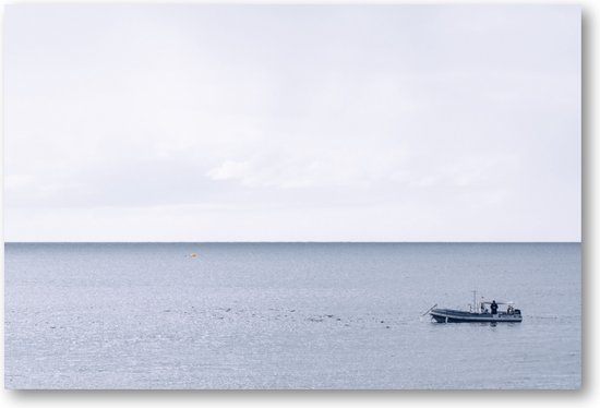 Baai met boot - Lanzarote - Fotoposter 90x60
