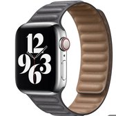Geschikt voor Apple Watch-horlogebandje-echt leer- modern ribbel design-maat 42/44/45/49mm- magnetische sluiting