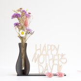 Kadoosje moederdag - by Nordhus - bloemetjes in vaasje - houten kaartje - bloemen - origineel cadeau voor moederdag