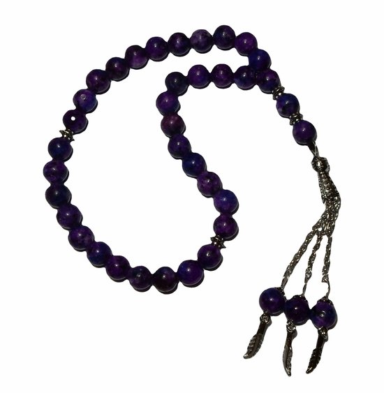 Moslim bidparels, 33 kralen glanzend zilver gefacetteerde moslim rozenkrans armband, Arabische islamitische Tasbih bidparels, meditatie religie Eid Ramadan cadeau hangende decoraties