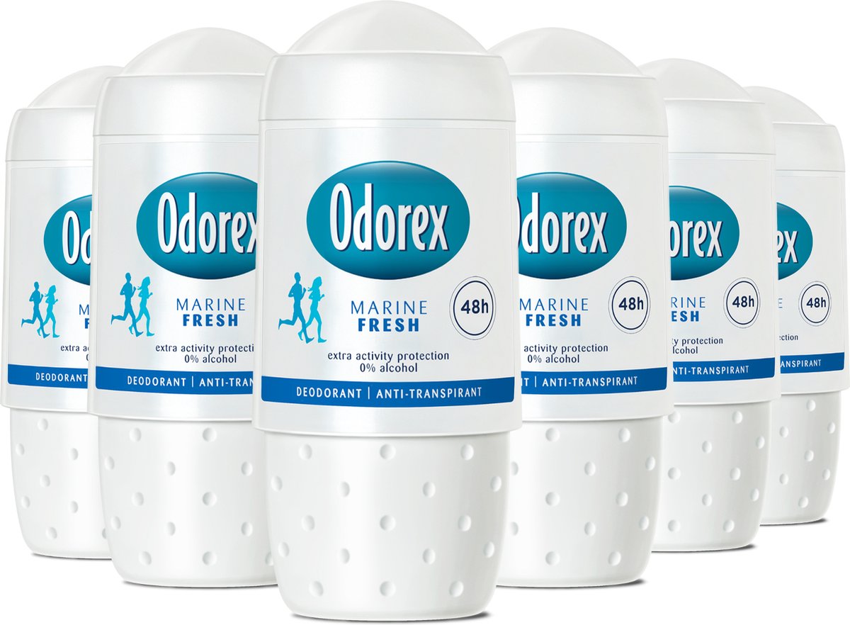 Odorex Marine Fresh Anti-Transpirant Deodorant Roller - 6x 50ml - Voordeelverpakking in de sale-odorex 1