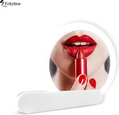 Fritzline® Compacte Make-up Spiegel met Tru-Daylight LED Verlichting en Inklapbare Handgreep - Rond en Wit