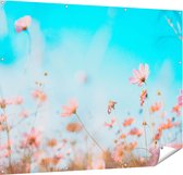Gards Tuinposter Paarse Kosmos Bloemen - 150x120 cm - Tuindoek - Tuindecoratie - Wanddecoratie buiten - Tuinschilderij