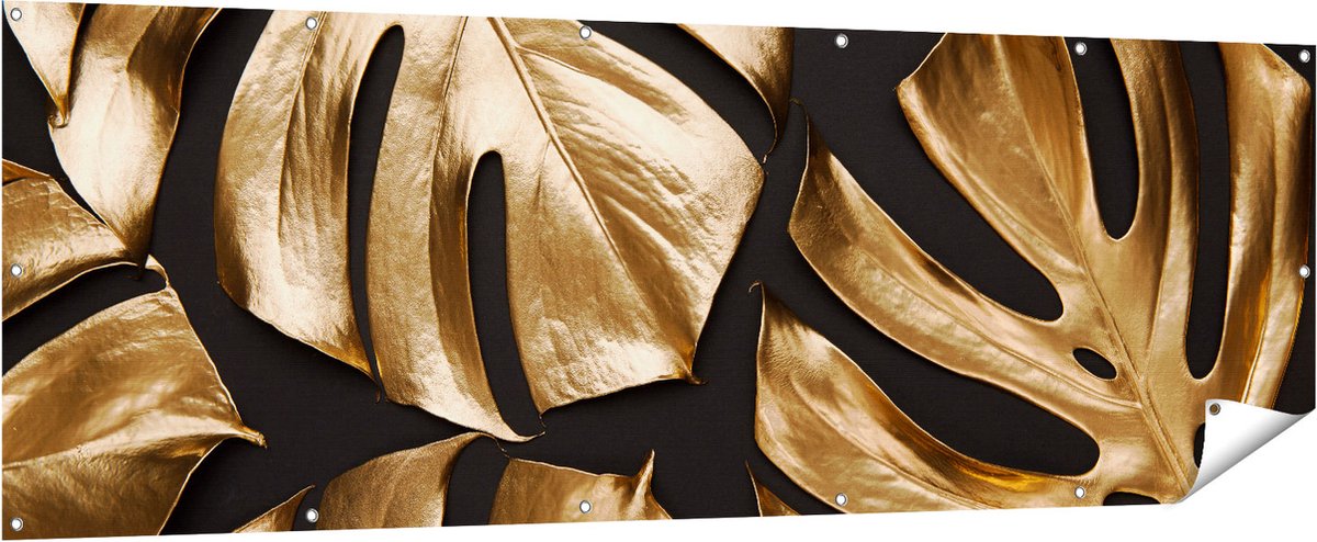 Gards Tuinposter Gouden Bladeren - 210x70 cm - Tuindoek - Tuindecoratie - Wanddecoratie buiten - Tuinschilderij Multikleur