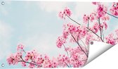 Gards Tuinposter Roze Bloesemboom - Bloemen - 80x40 cm - Tuindoek - Tuindecoratie - Wanddecoratie buiten - Tuinschilderij