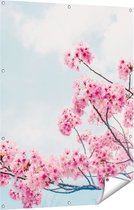 Gards Tuinposter Roze Bloesemboom - Bloemen - 90x120 cm - Tuindoek - Tuindecoratie - Wanddecoratie buiten - Tuinschilderij
