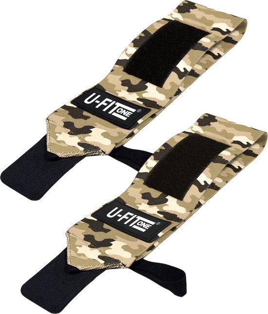 Foto: U fit one 2 stuks wrist wraps polsbrace polsbandage krachtraining polsbescherming fitness crossfit geel camouflage