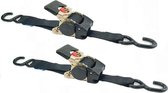 BCF-Products Zelfoprollende spanbanden met S-haken - Spanbanden - 3 meter - 2 stuks - 50mm