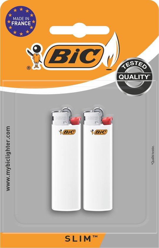 BIC Slim J23 - Aansteker - Wit - 2 stuks | bol.com