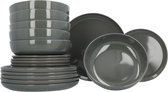 Bol.com Modern Porseleinen Servies 6 Persoons 18 delig - Glanzend Grijs aanbieding