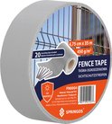 Grijze PVC vlechtband voor tuinafsluiting, 4,75 cm x 35 m, 450 g/m², met 20 montageclips.