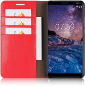 Nokia 7 Plus Echt Leren Book Case Hoesje Rood