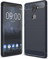 Nokia 8 Sirocco Geborsteld TPU Hoesje Blauw