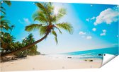 Gards Tuinposter Tropisch Strand en Zee in Sri Lanka - 160x80 cm - Tuindoek - Tuindecoratie - Wanddecoratie buiten - Tuinschilderij