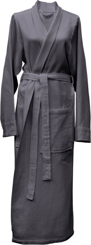 Heckett & Lane - Badjas Waffle Lang S Dark Gull Grey