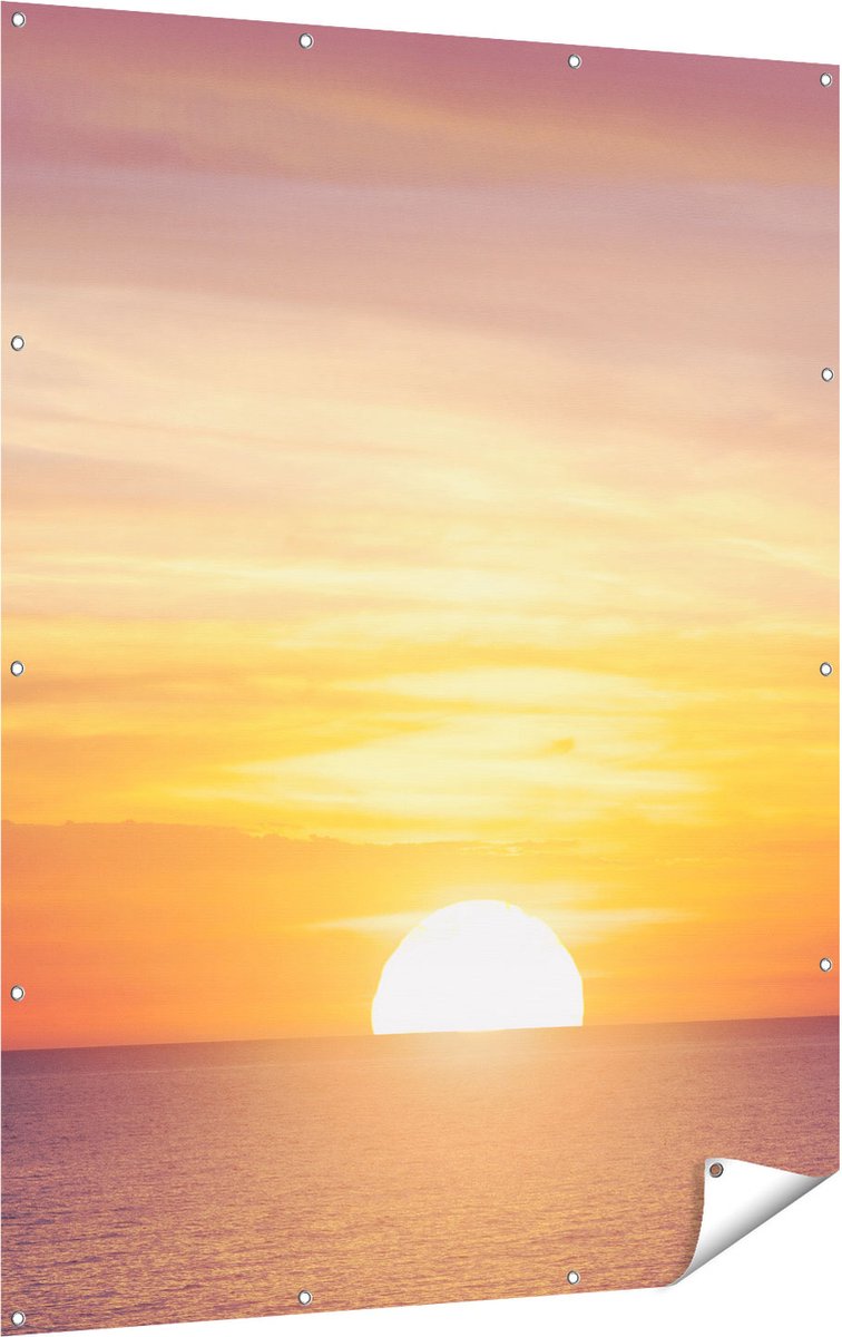 Gards Tuinposter Zonsondergang op de Zee - 120x160 cm - Tuindoek - Tuindecoratie - Wanddecoratie buiten - Tuinschilderij Multikleur
