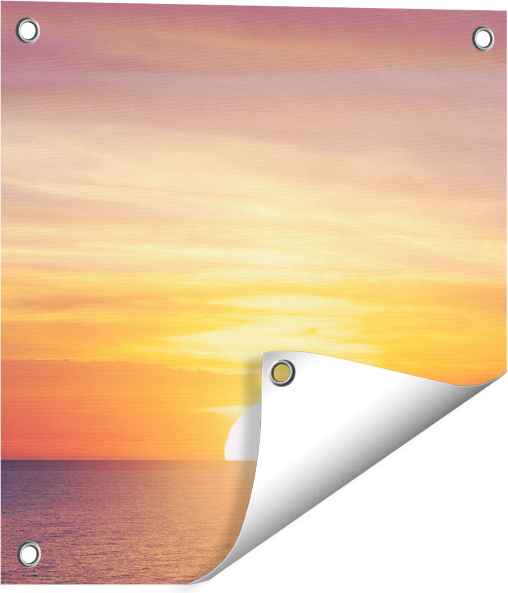 Gards Tuinposter Zonsondergang op de Zee - 40x40 cm - Tuindoek - Tuindecoratie - Wanddecoratie buiten - Tuinschilderij Multikleur