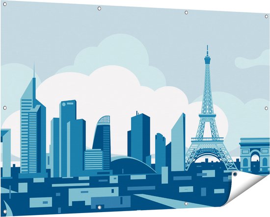 Affiche de jardin Gards Paris Skyline - Abstrait - 150x100 cm - Toile de jardin - Décoration de jardin - Décoration murale extérieure - Tableau de jardin