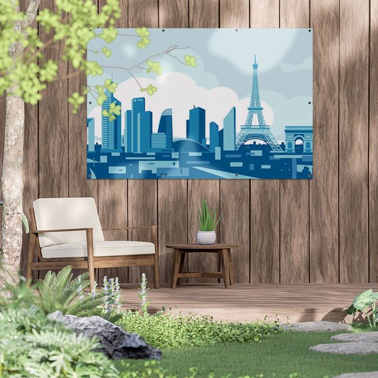 Affiche de jardin Gards Paris Skyline - Abstrait - 150x100 cm - Toile de jardin - Décoration de jardin - Décoration murale extérieure - Tableau de jardin