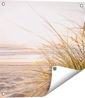 Gards Tuinposter Strand en Duinen tijdens Zonsondergang - 50x50 cm - Tuindoek - Tuindecoratie - Wanddecoratie buiten - Tuinschilderij