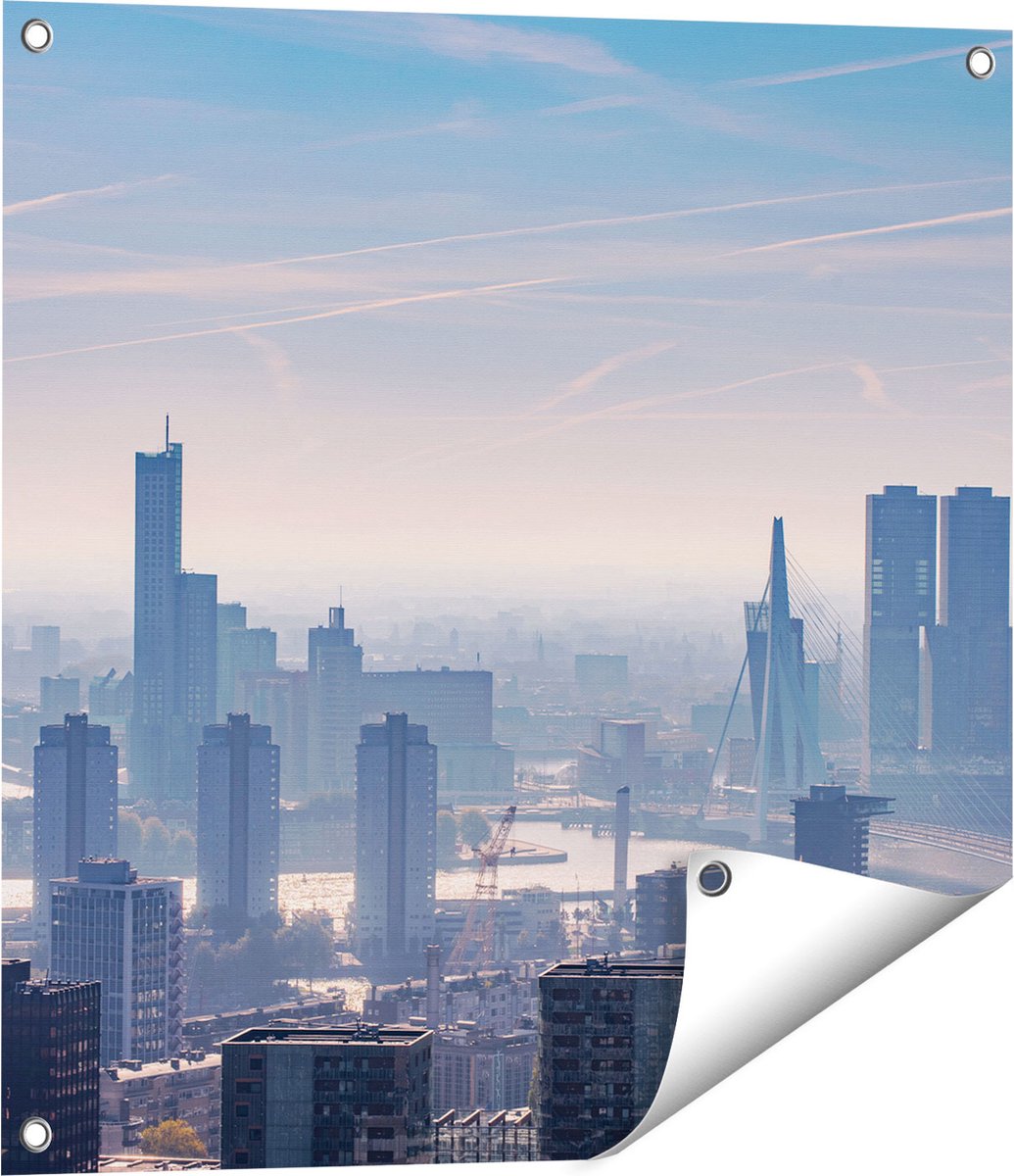Gards Tuinposter Rotterdamse Skyline - 60x60 cm - Tuindoek - Tuindecoratie - Wanddecoratie buiten - Tuinschilderij Multikleur