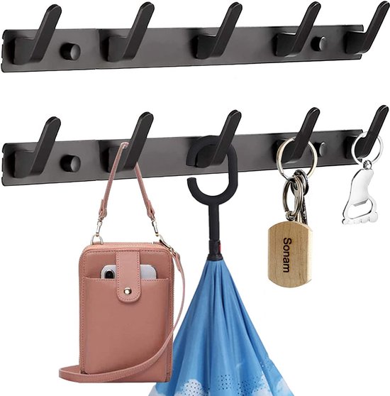 Lot De 2 Porte-manteaux Muraux Crochets Noirs - Modèle FYGJ-2502 - Neuf Avec étiquettes