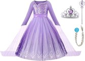 Prinsessenjurk meisje - Elsa jurk - Het Betere Merk - Kroon - Tiara - Toverstaf - Haarvlecht - maat 98/104 (110) - carnavalskleding - cadeau meisje - verkleedkleren meisje - kleed - prinsessen speelgoed