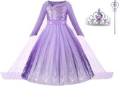 The Better Merk - Frozen - Robe Elsa Deluxe - Robe princesse fille - Kroon - Baguette magique - taille 92/98 (100) - vêtements carnaval - cadeau fille - habillage vêtements - robe