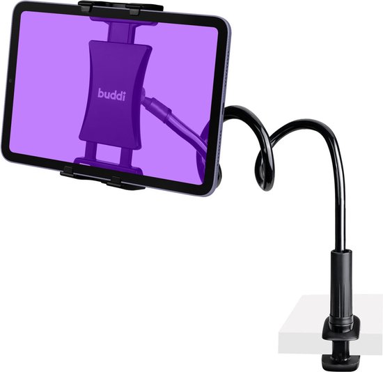 Foto: Buddi universele houder met zwanenhals voor telefoon tablet en ipad houder bureau tafel bed voor smartphone met klem arm flexibel en verstelbaar