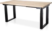 Zit-sta bureau met massief eiken boomstam blad 120 x 80 cm - MRC PRO Solid NEN-EN 527 - elektrisch verstelbaar - frame zwart - 125 cm hoog - 200KG draagvermogen