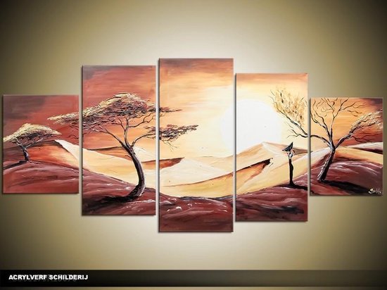 Peinture acrylique Sunset | Marron, Crème | 150x70cm 5Liège peint à la main