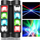 Movinghead LED SPIDER RGBW 9 in 1 Bewegend Lichteffect | Spider + Stroboscoop + Geluid gestuurd | Reageert op muziek | DMX 512 | Discolichten | Discolaser | Feestverlichting | Partylights | Feestlamp | Discolampen | Partylamp | Laser