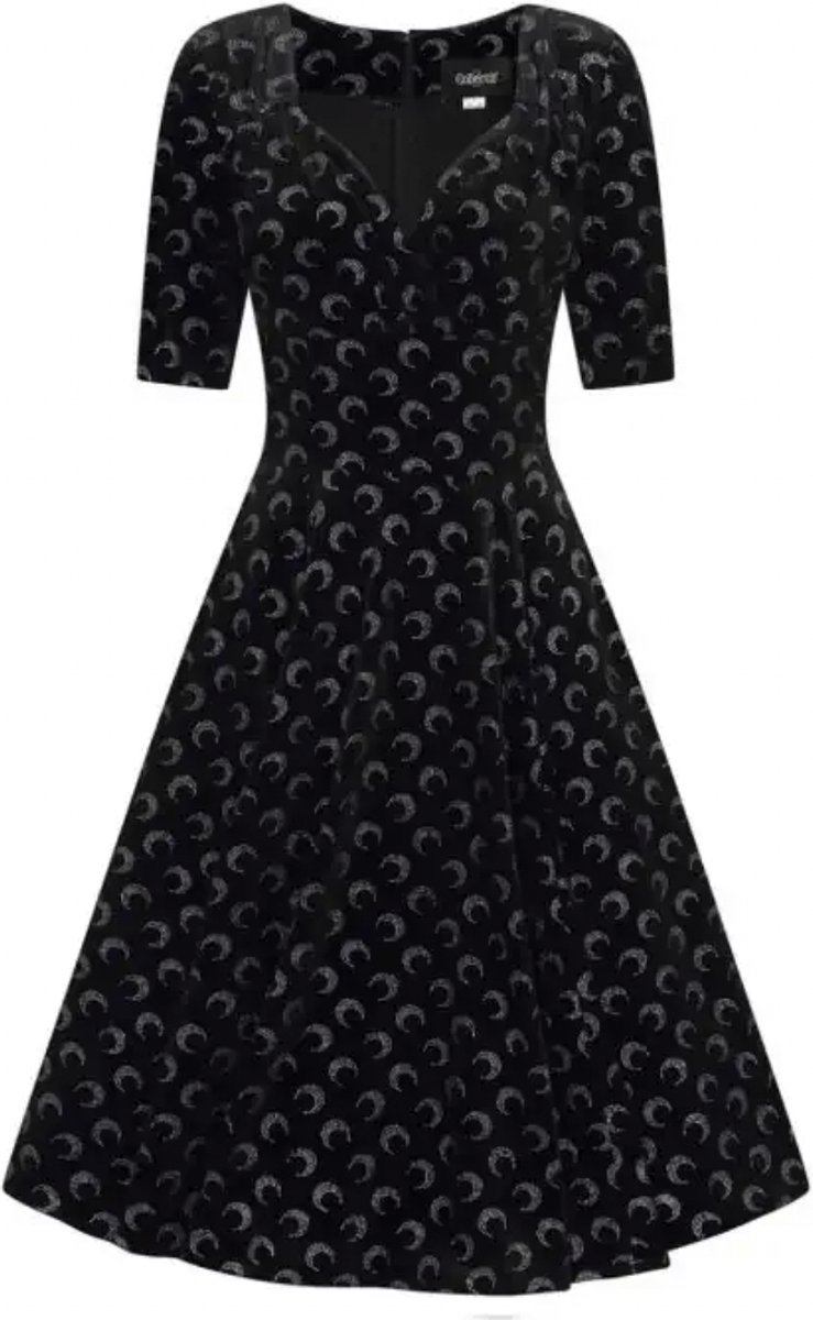 Collectif Trixie Dress Glitter Moon Velvet Zwart S
