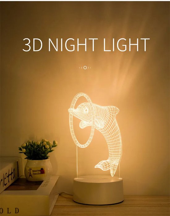 3D Illusie Lamp Dolfijn