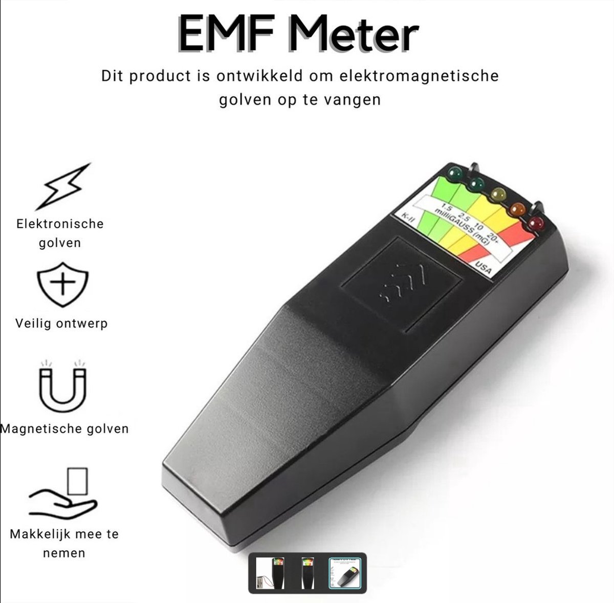 Mivida - Compteur K2 - Zwart - Chasse aux fantômes - Compteur EMF -  Détecteur EMF 