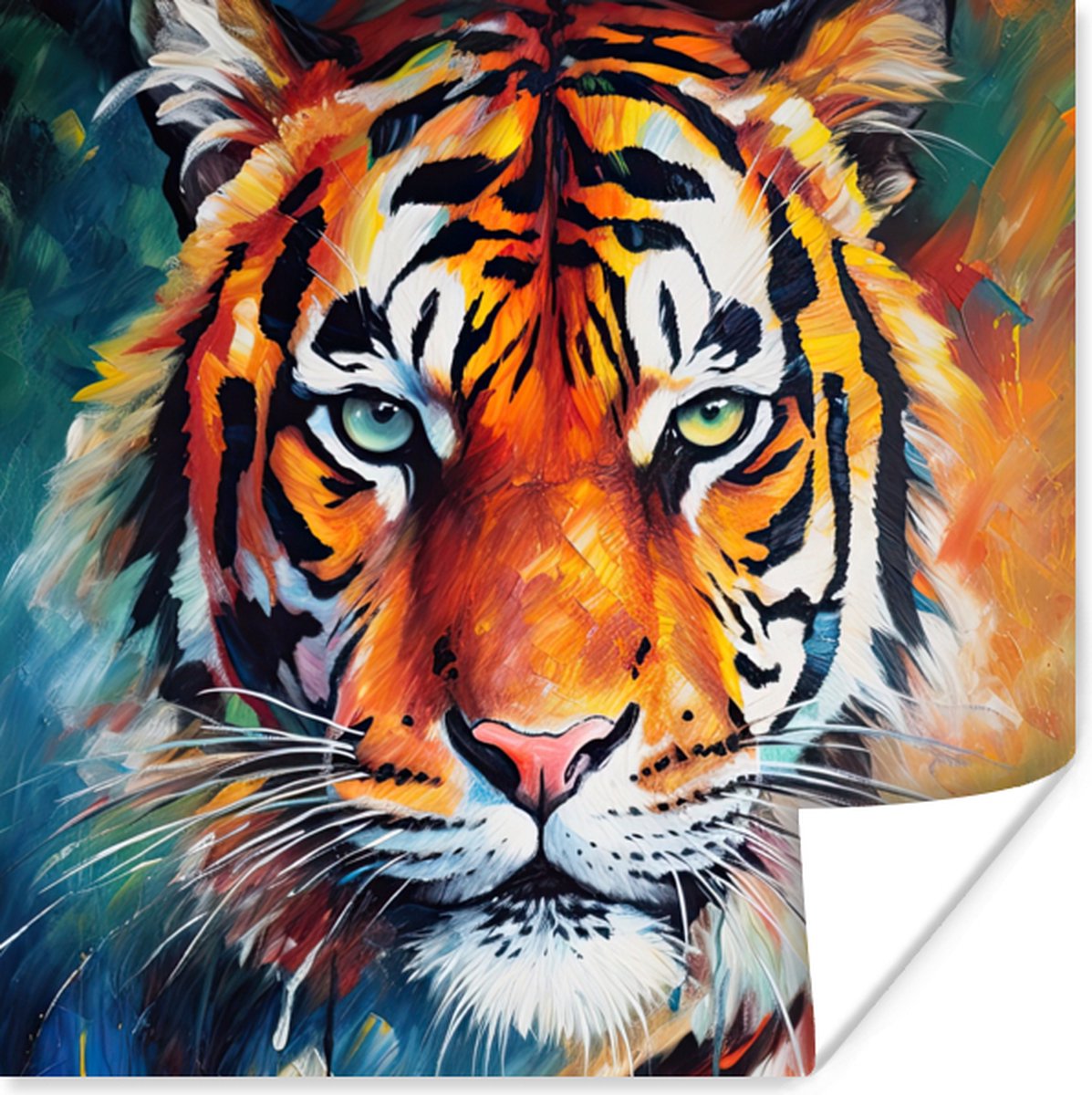 Poster Tijger - Dieren - Olieverf - Kunst - 75x75 cm