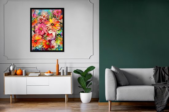 Fotolijst incl. Poster - Bloemen - Kunst - Schilderij - Botanisch - 60x80 cm - Posterlijst
