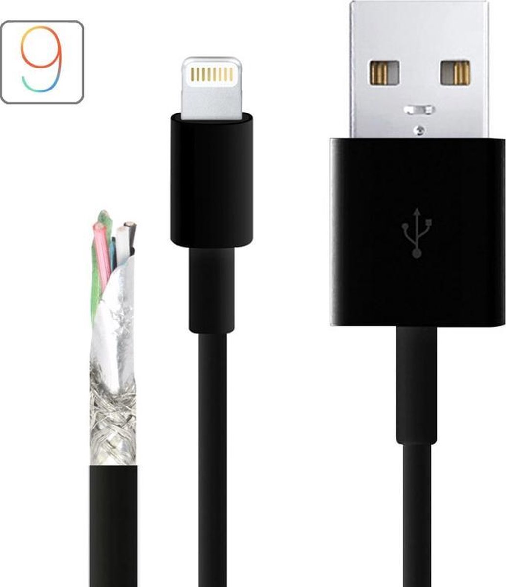 Image of 1m Super kwaliteit Meerdere strengen TPE-materiaal USB-synchronisatiegegevens / laadkabel, voor iPhone XR / iPhone XS MAX / iPhone X & XS / iPhone 8 & 8 Plus / iPhone 7 & 7 Plus / iPhone 6 & 6s & 6 Plus & 6s Plus / iPad (zwart)