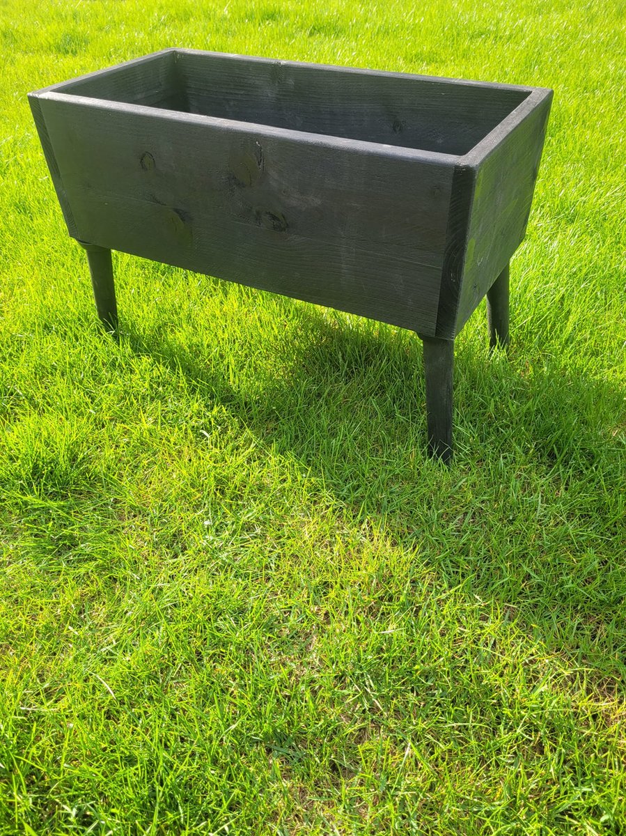 Stylewood Plantenbak - Zwarte houten poten - Zwart - 50x40x24,5