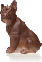 Donkerbruin gelakte figuurkaars, design: Bulldog  Hoogte 15 cm (24 uur)