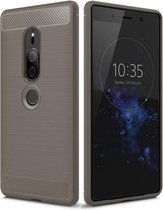 Sony Xperia XZ2 Premium - Geborstelde TPU Cover - Grijs