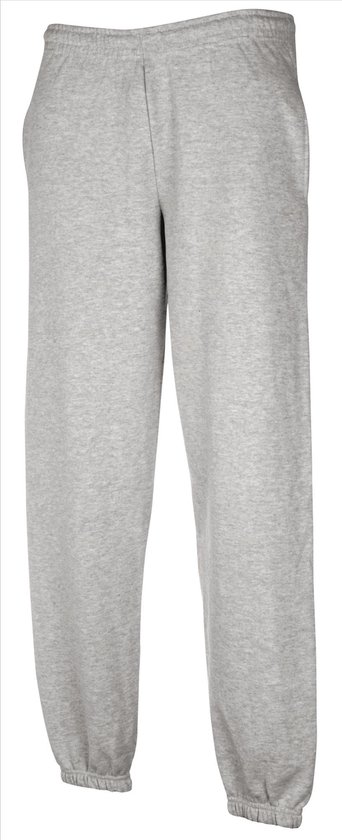 Lichtgrijze joggingbroek met elastische tailleband en boorden aan de onderkant.
