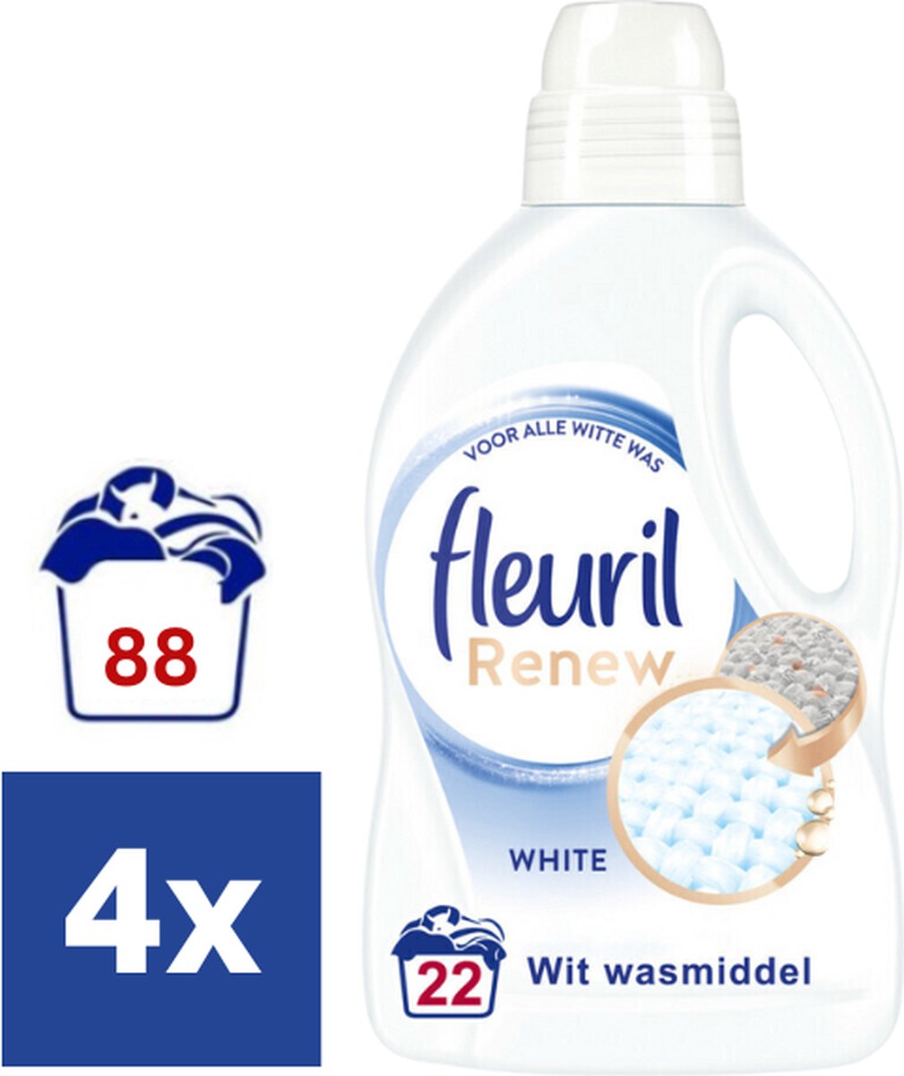 Fleuril Renew & Repair White Vloeibaar Wasmiddel - 4 x 1.32 l (88 wasbeurten)